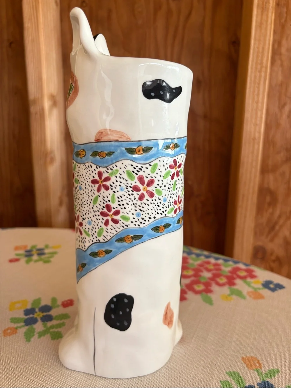 Vintage Susan Paley Catrina Cat Vase by Ganz Whimsical Folk Art 10